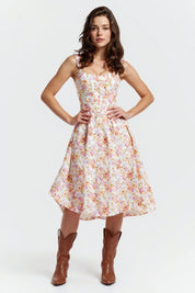 Amélie – Romantic Floral Midi Dress with Sweetheart Neckline