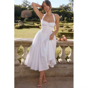 Amour - White Corset Halter Midi Dress